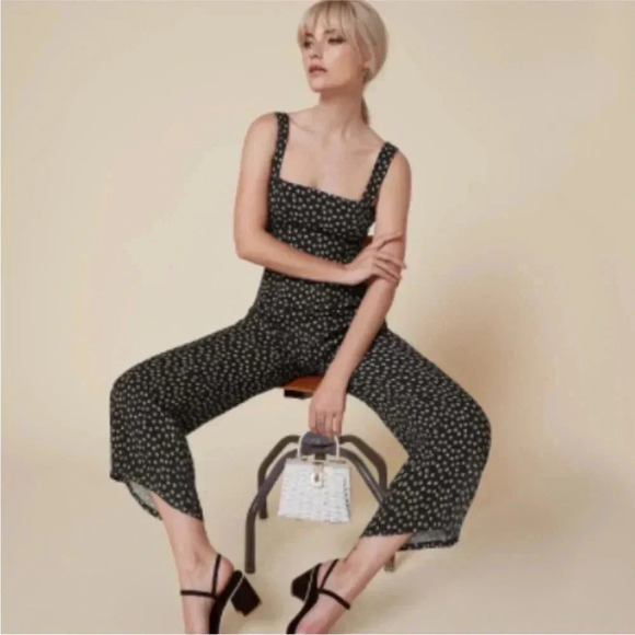 Reformation Spades Square Neck Wide Leg Jumpsuit in Flores Daisy Ditsy Floral - Picture 3 of 16